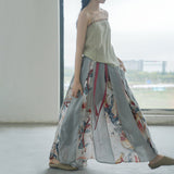 Classic Print Oversized Contrast Cheongsam Skirt